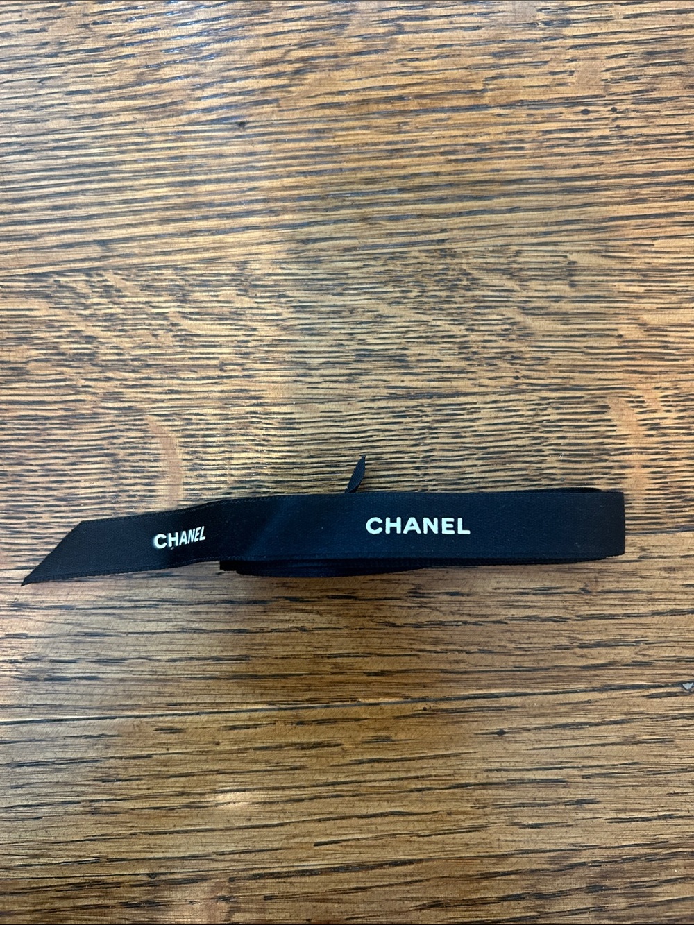 CHANEL Black Ribbon with White Logo 60 inches